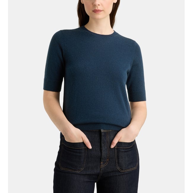 Pull droit difi manches courtes en cachemire - GALERIES LAFAYETTE