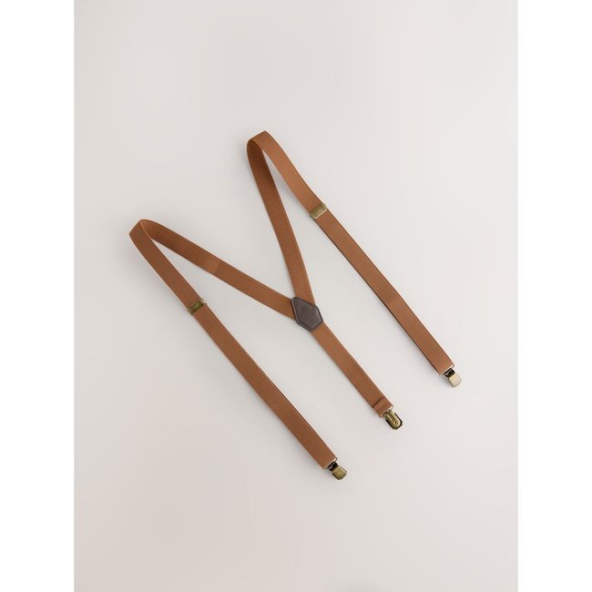 Bretelles fines héritage marron fauve <span itemprop=