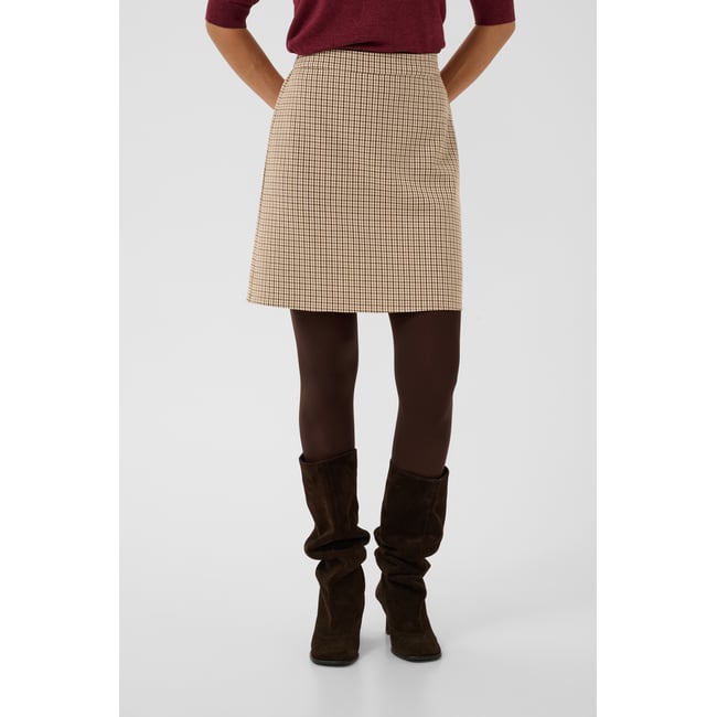 Jupe - tissage léger beige a carreaux nomad <span itemprop=