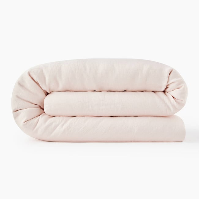 Housse de couette, 100% lin beige rose <span itemprop=