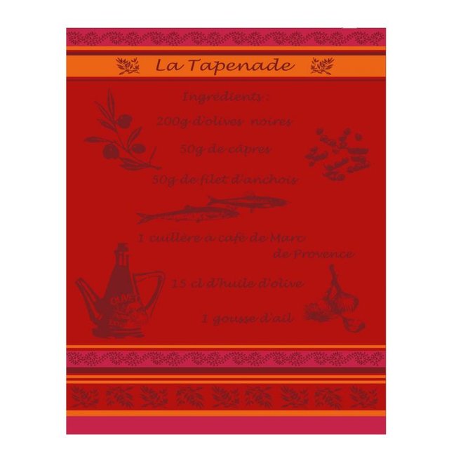 Torchon en Coton  TORCHON FIL TEINT rouge <span itemprop=