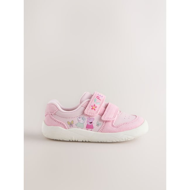 Baskets peppa pig en cuir à scratch rose <span itemprop=