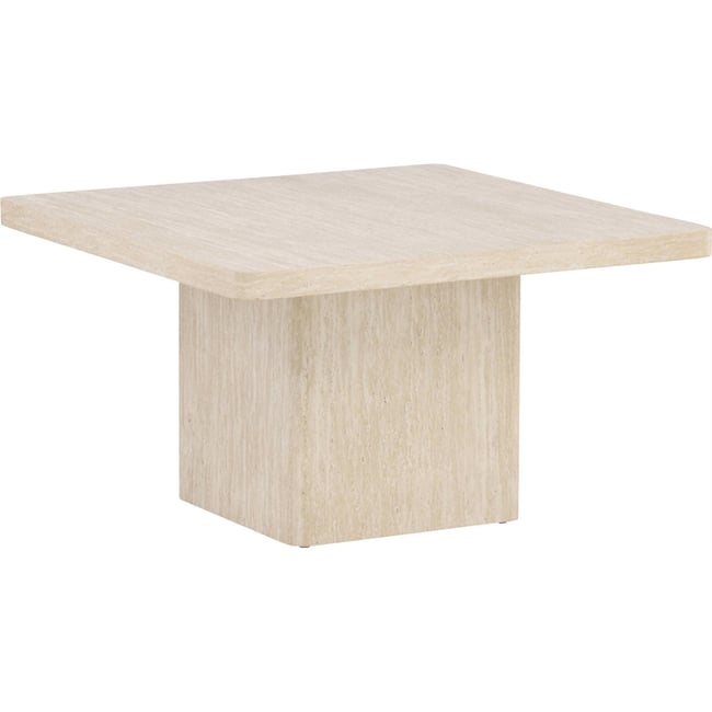 Table basse carrée QVART effet travertin Couleur beige effet travertin <span itemprop=