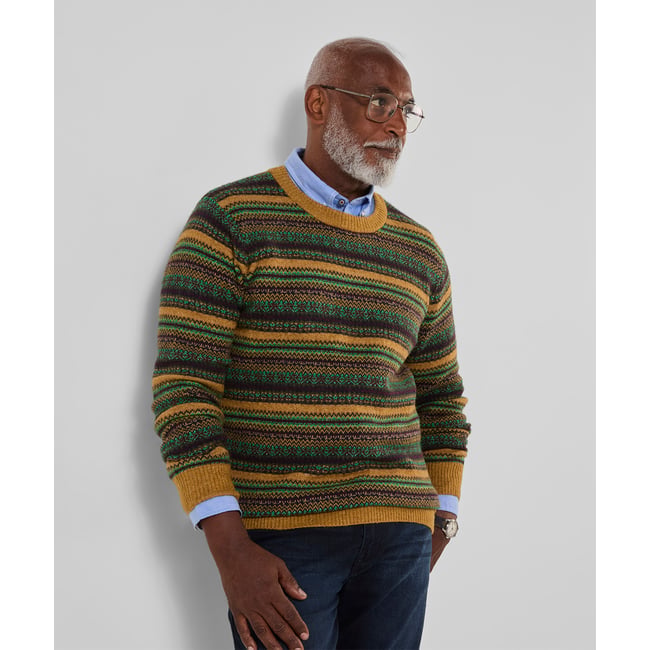 Fantastique Sweat Col Rond Jacquard Fair Isle jaune <span itemprop=