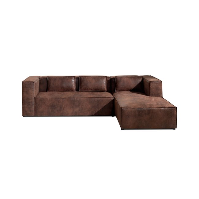 Canapé d'Angle droit en Microfibre 4 places - STELLA Couleur marron <span itemprop=