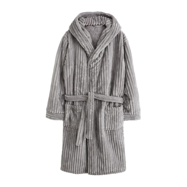 Robe de chambre côtelé gris mat <span itemprop=