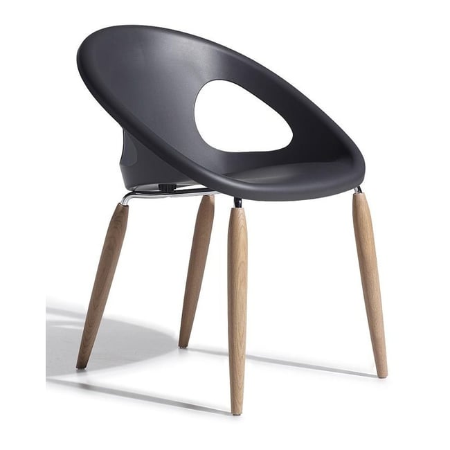 Chaise design en bois, NATURAL DROP Couleur gris foncé <span itemprop=