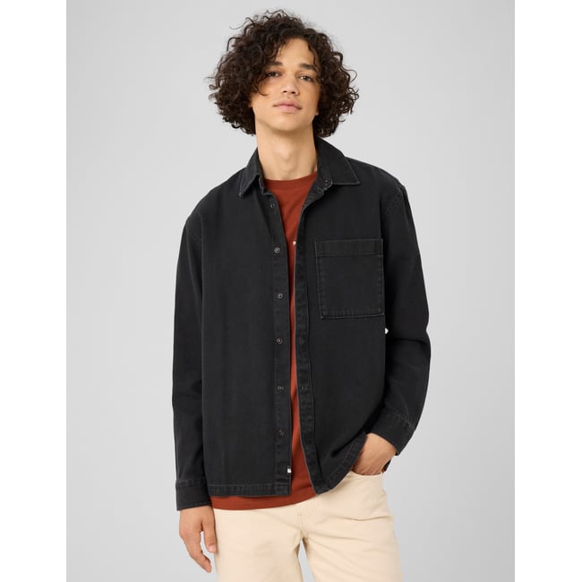 Surchemise en denim noir <span itemprop=