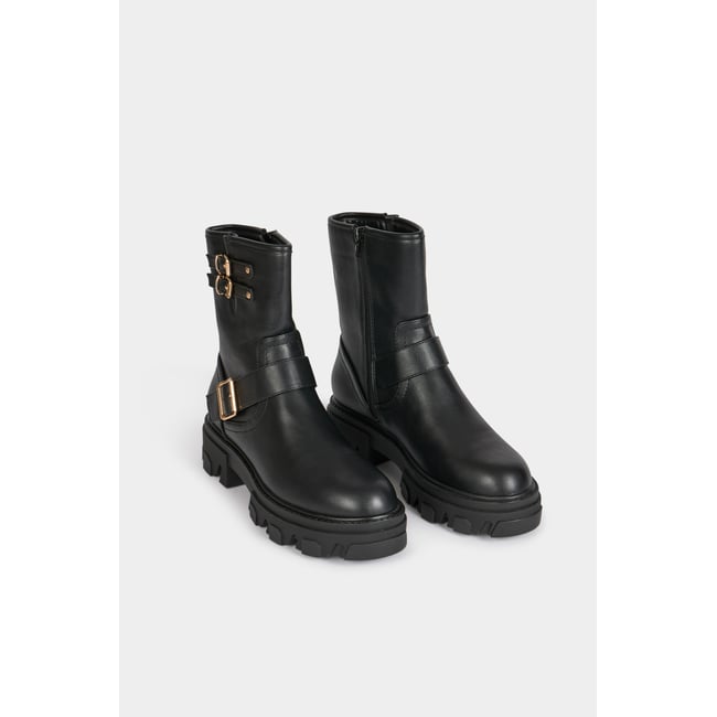 Bottines motardes avec boucles noir <span itemprop=