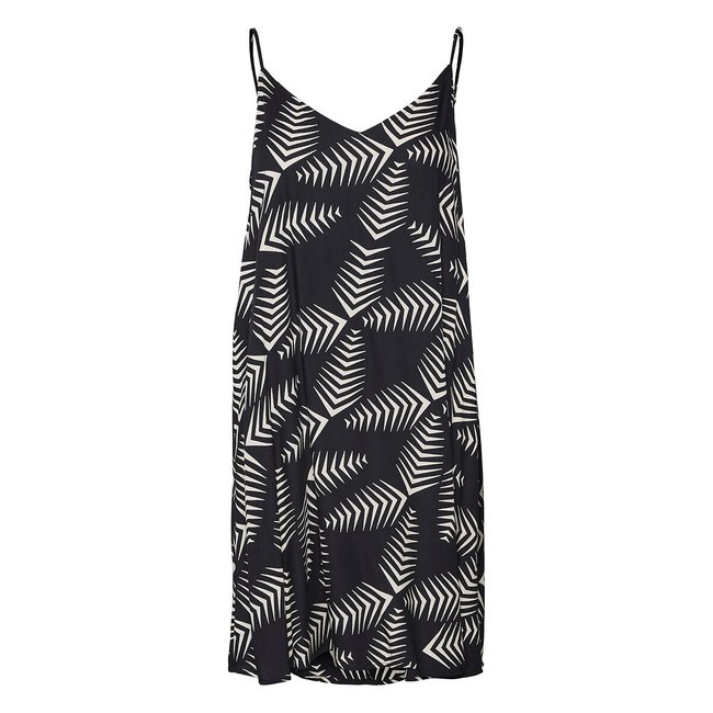 Robe courte imprimée, nœud dos noir/blanc <span itemprop=