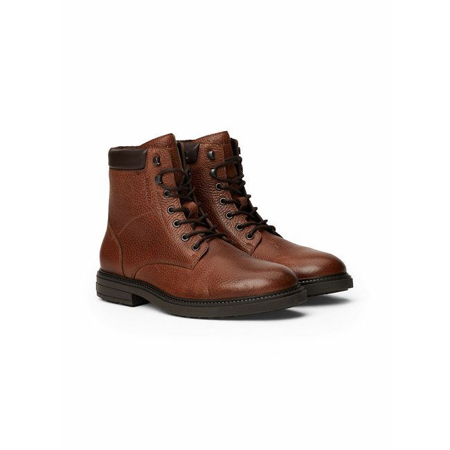Boots outdoor in gevoerd leer <span itemprop=