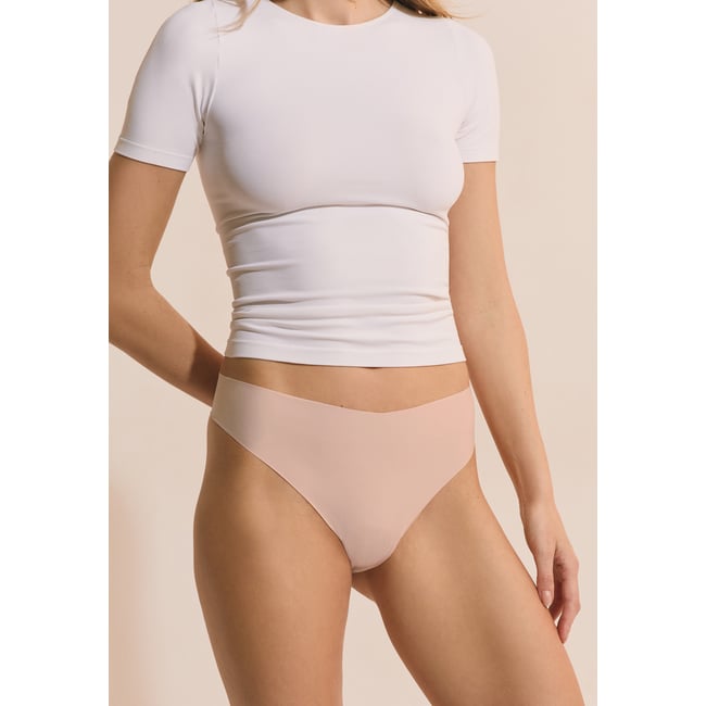 Tanga en microfibre CONFORT rose poudre <span itemprop=