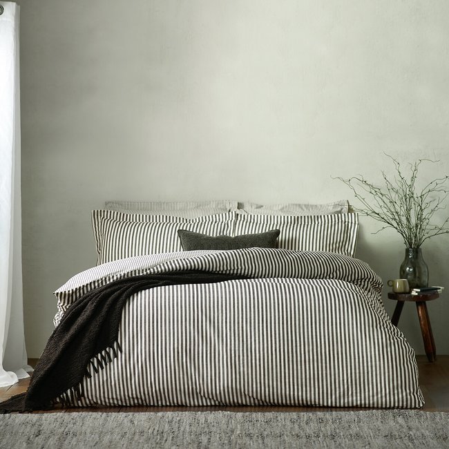 Hebden Mélange Stripe Cotton Duvet Cover Set - YARD