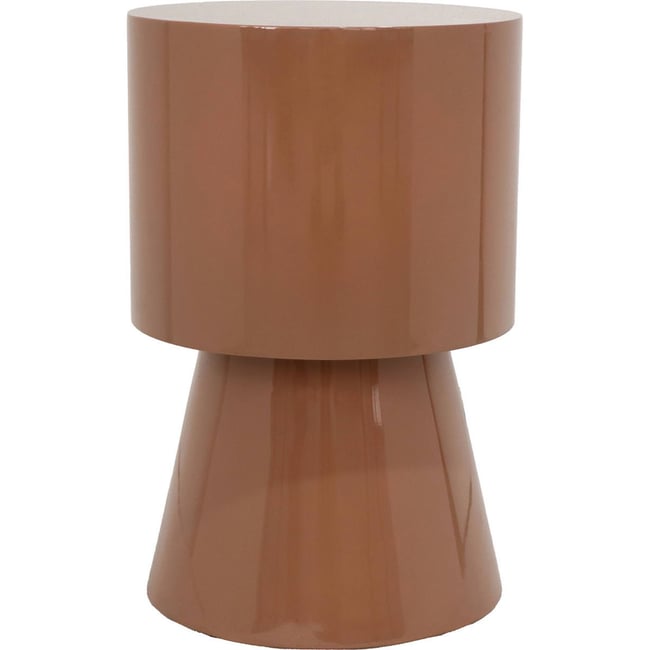 Bout de canapé rond brillant Couleur moka mousse <span itemprop=