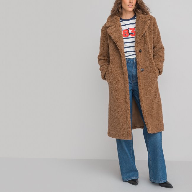 Recycled sherpa long coat La Redoute Collections La Redoute