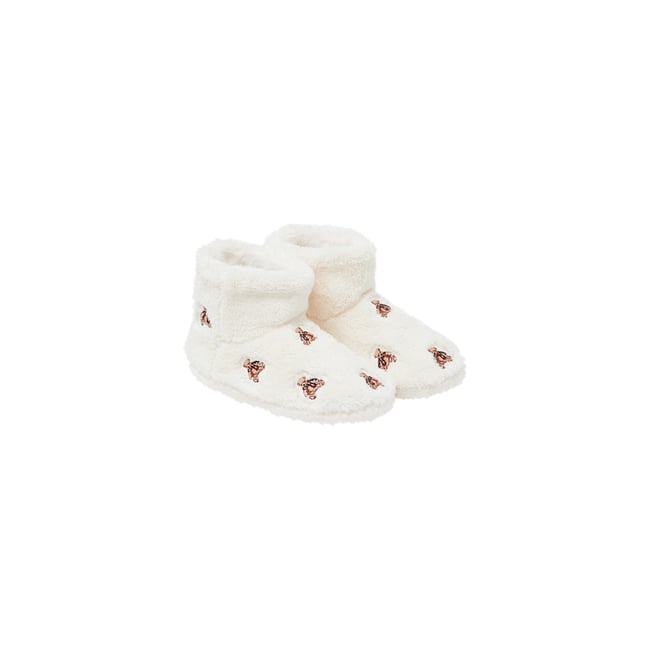Chaussons bottines avec motifs oursons JACKS ecru <span itemprop=