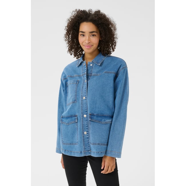 Denim jacket bleu washed blue denim <span itemprop=