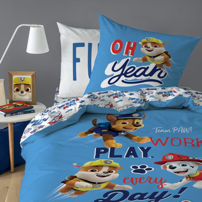 Parure de lit imprimée 100% coton, COLORS bleu <span itemprop=