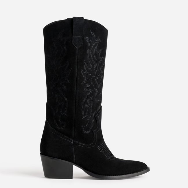 Botte À Talon en cuir TASLIMO noir <span itemprop=