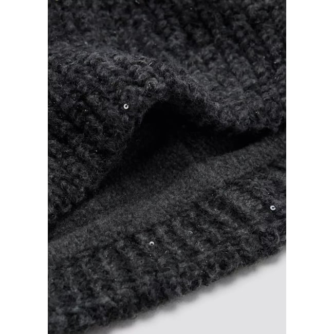 Écharpe côtelée à sequins gris anthracite <span itemprop=