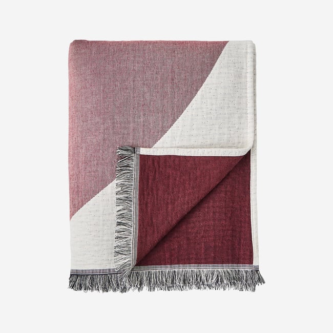 Plaid coton BONNIE bordeaux <span itemprop=