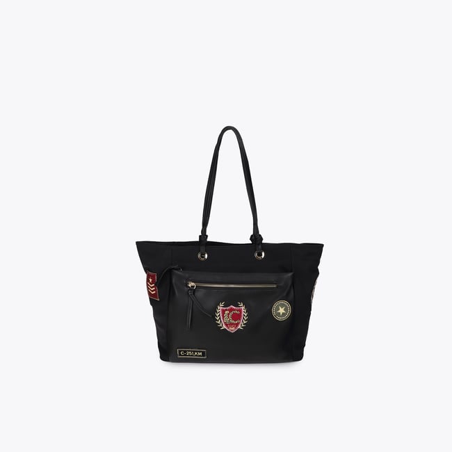 Cabas avec patchs brodés noir <span itemprop=