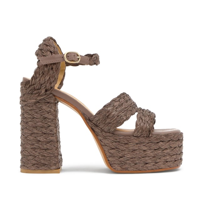 Sandales en raphia à talon haut FRESA ULTRA PLATFORM taupe <span itemprop=