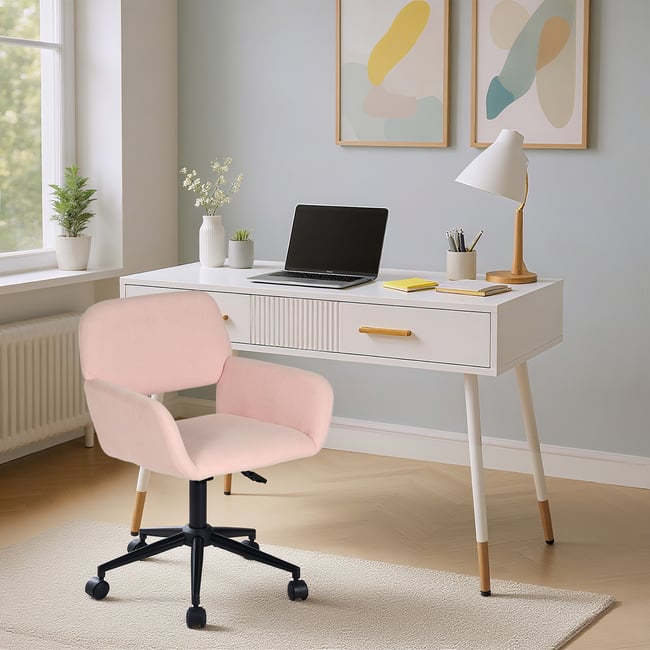 Ensemble de bureau scandinave avec 2 tiroirs et chaise de bureau, ULTRABDESKSET - MEUBLES COSY