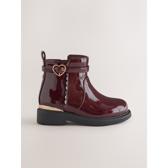 Bottines rouge bourgogne verni <span itemprop=