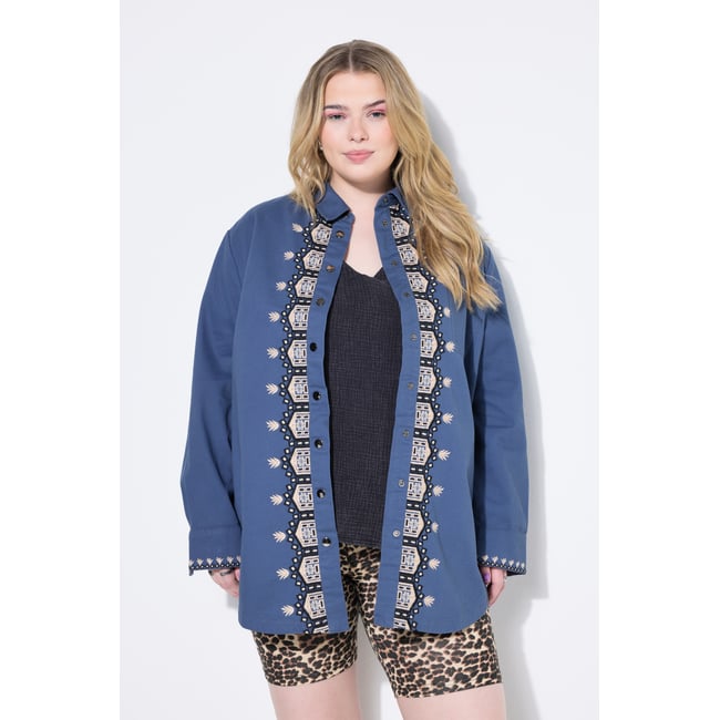 Chemise oversize jeans bleu <span itemprop=