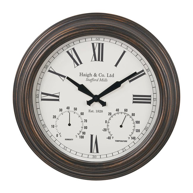 42cm Antique Bronze Effect Indoor/Outdoor Wall Clock, bronze, SO'HOME