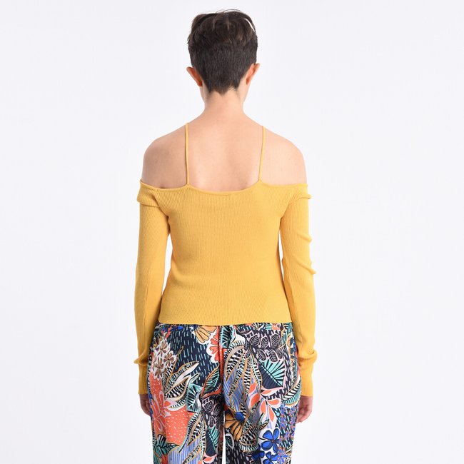 Mustard off the shoulder jumper top