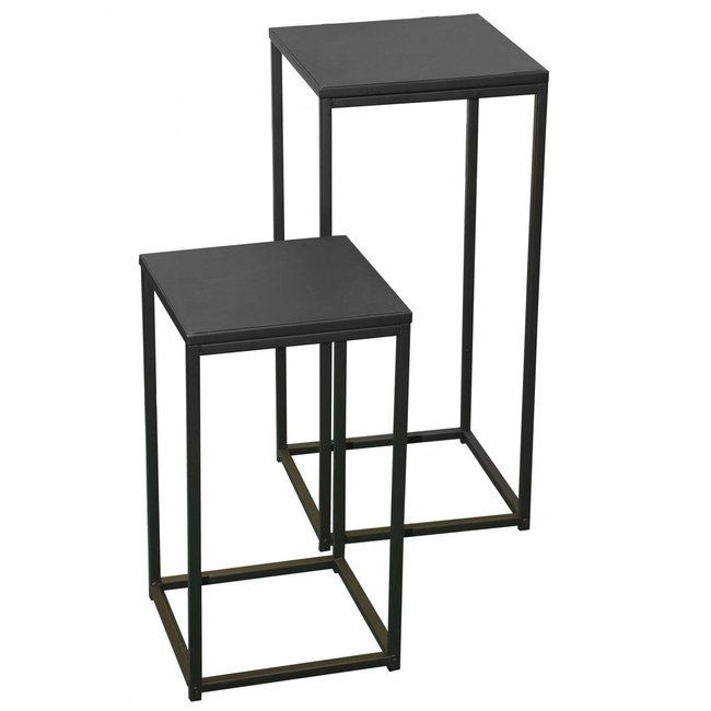Set de 2 Sellettes en Métal Noir Couleur noir <span itemprop=