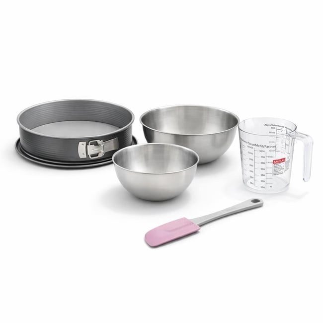 Set de 5 ustensiles de pâtisserie moule à gâteaux bol ENERGY gris <span itemprop=