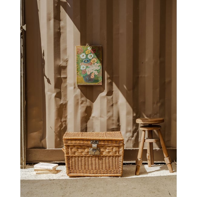 Malle en osier Lucienne N°309 - Bon état Couleur beige <span itemprop=