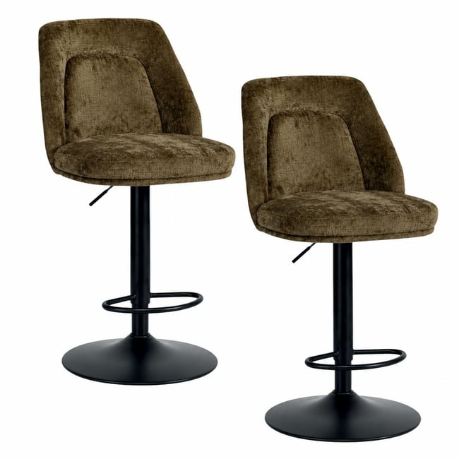 Chaise de bar pivotante et réglable (lot de 2) IENA Couleur marron <span itemprop=