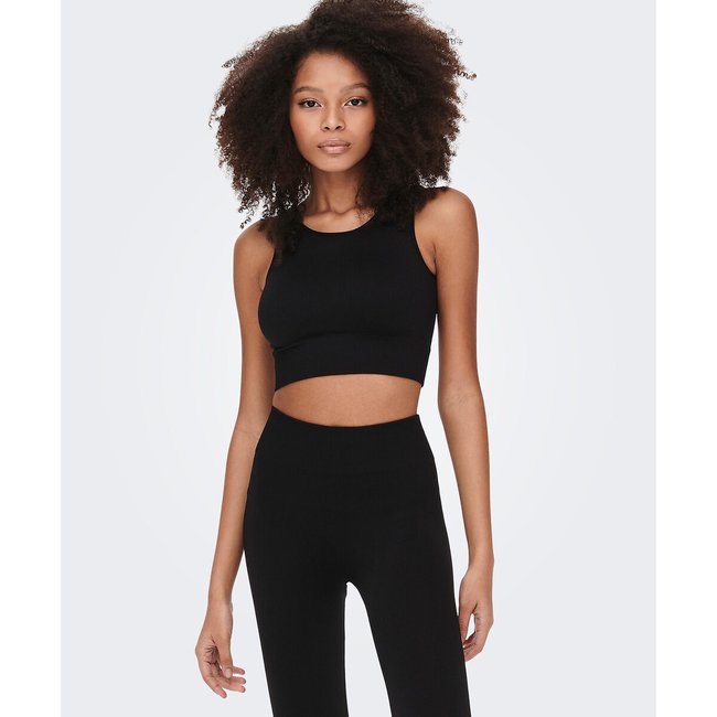 Crop-top Jaia sans coutures noir <span itemprop=