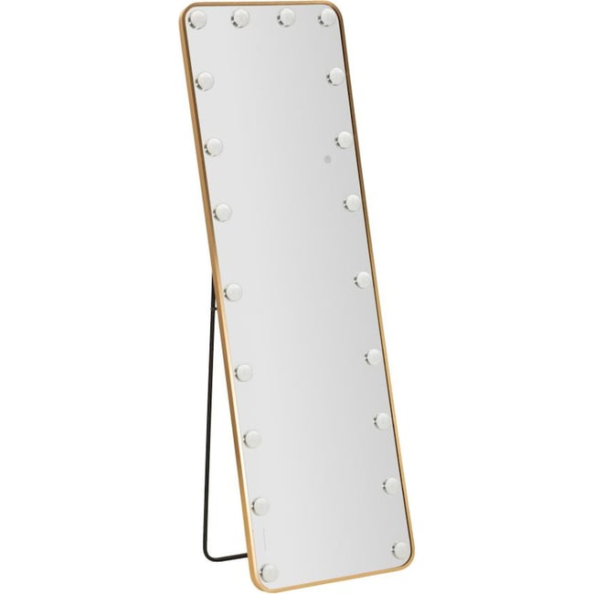 Miroir sur pied lumineux hollywood Couleur doré <span itemprop=