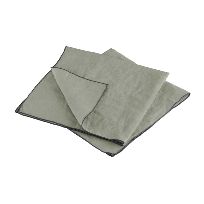 Lot de 2 serviettes de table en lin lavé, AUTOUR DU LIN - BLANC CERISE