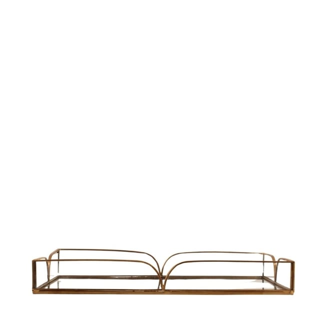 Plateau doré à fond miroir 28x16cm Couleur doré <span itemprop=