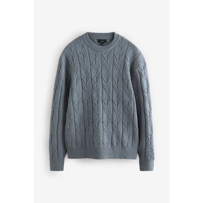 Pull regular texturé à surpiqûres bleu <span itemprop=