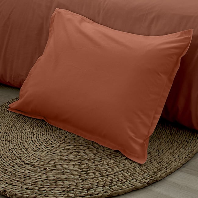 Taie d'oreiller en 100% coton biologique terracotta <span itemprop=
