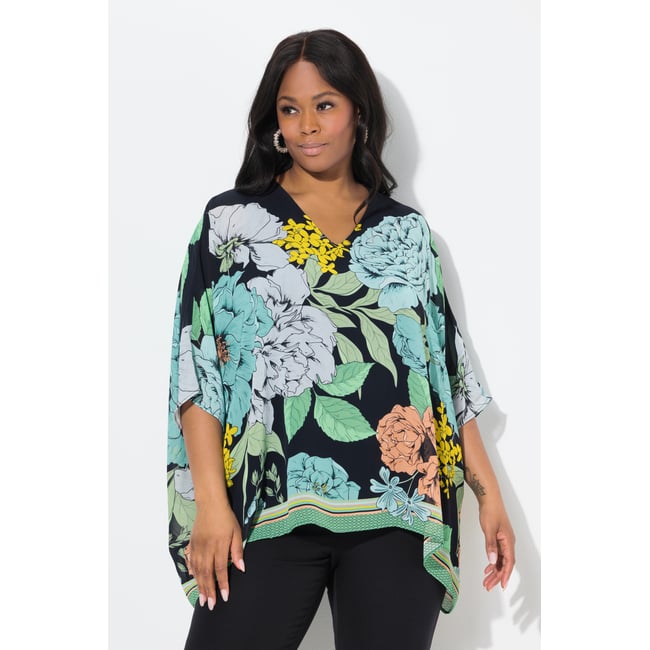 Blouse oversize en mousseline à noir <span itemprop=