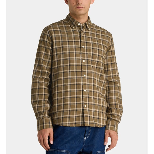 Chemise risharo 1 en coton à carreaux kaki <span itemprop=