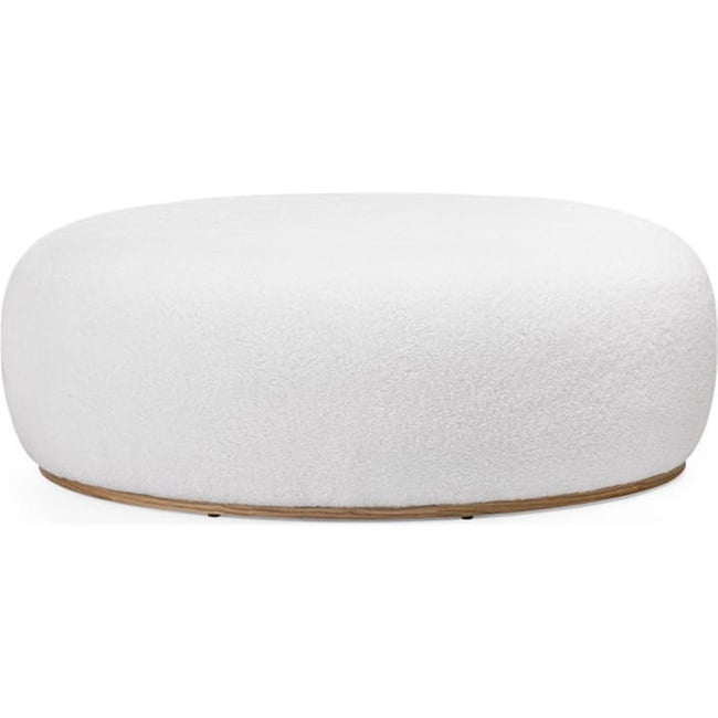 Pouf rembourré arrondi en bois Couleur blanc et bois clair <span itemprop=