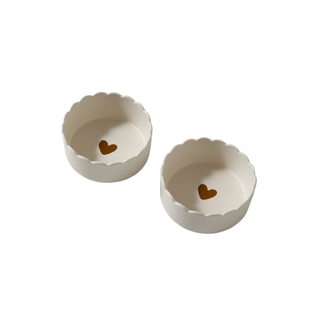 Lot 2 gamelles céramique feston écru <span itemprop=