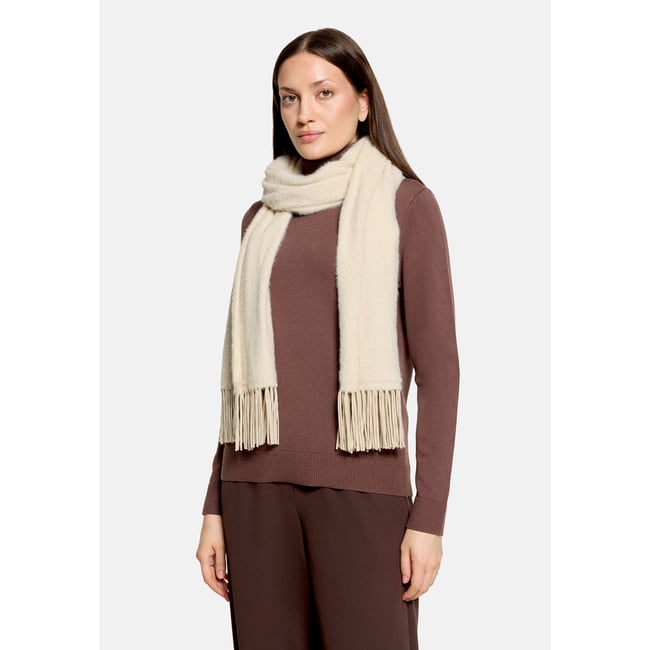 Écharpe d'hiver à franges pastel sand <span itemprop=