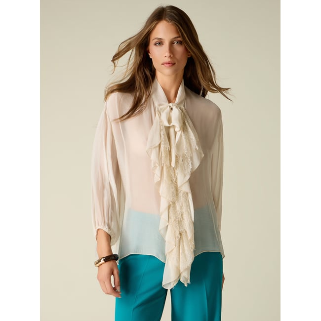 Chemise à volants blanc <span itemprop=