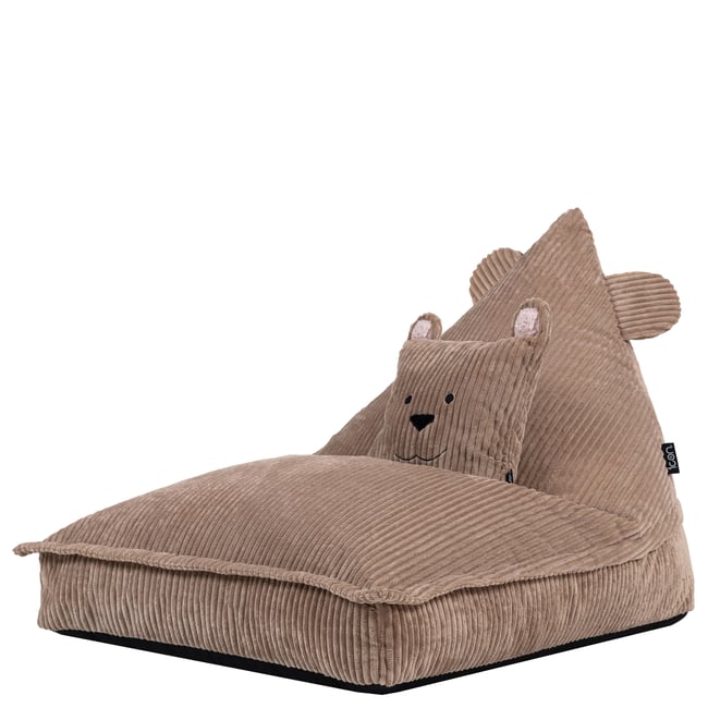 Pouf chauffeuse animal avec coussin ours pour enfant en velours côtelé Oeko-Tex® brun Couleur marron ours <span itemprop=