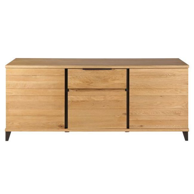 Meuble bas 3 portes, 1 tiroir chêne massif Couleur naturel clair <span itemprop=